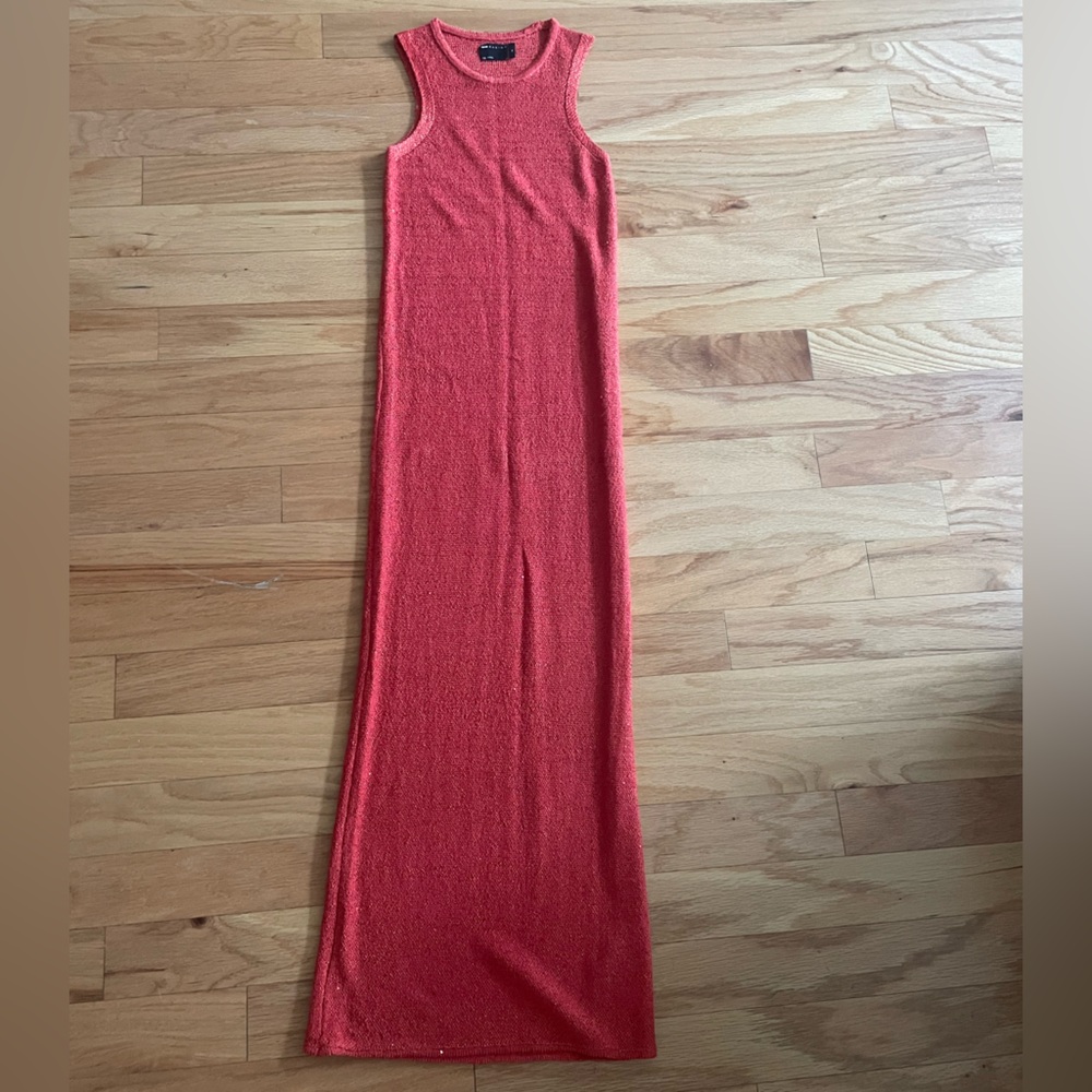 ASOS DESIGN knit midaxi dress in sequin yarn in orange
